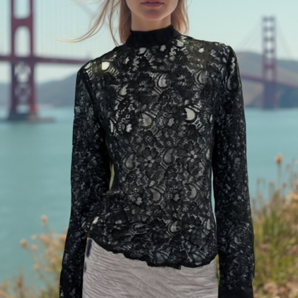 NWT Justfab Blouse lace detail S